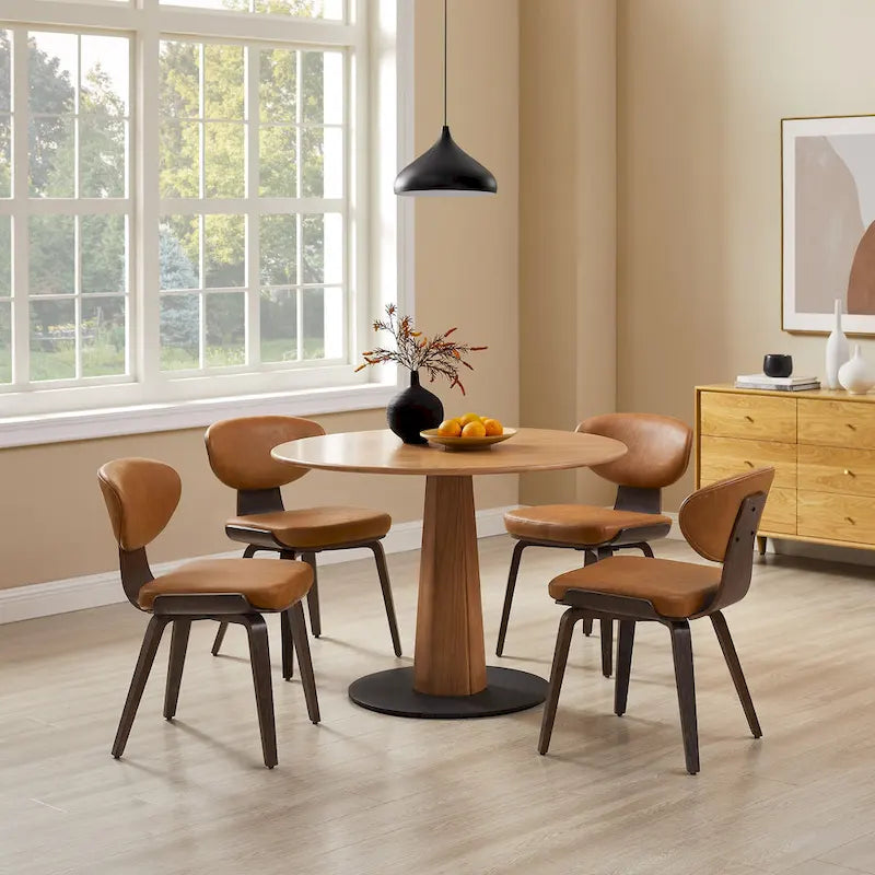 Art Leon Wood and PU Leather Dining Chair (Set of 2).