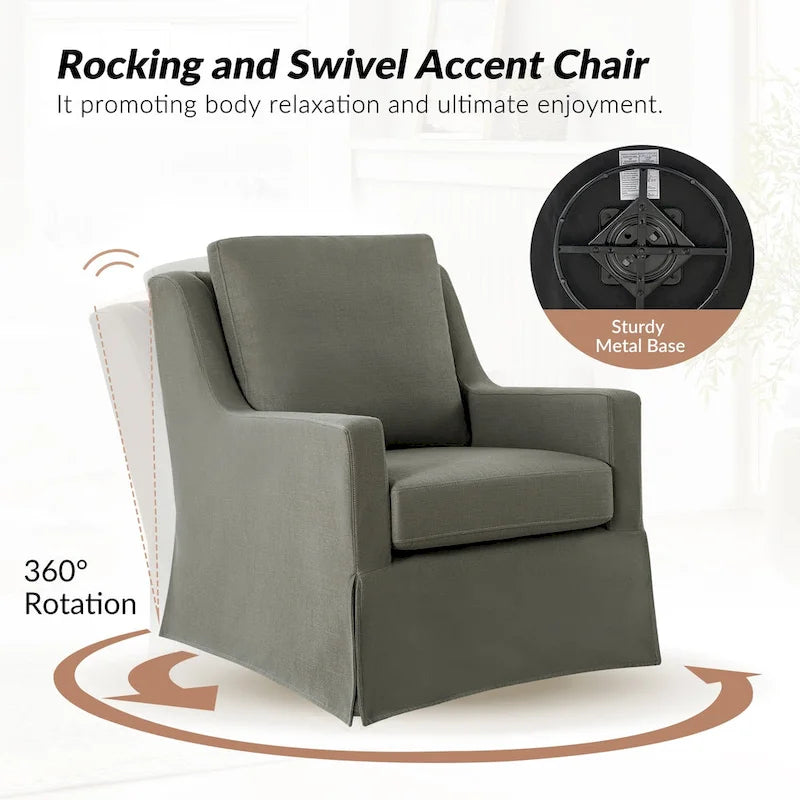 Stan Farmhouse Slipcover Rocking Swivel Chair Set of 2 by HULALA HOME