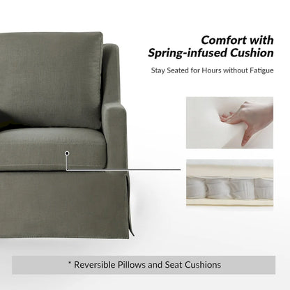 Stan Farmhouse Slipcover Rocking Swivel Chair Set of 2 by HULALA HOME