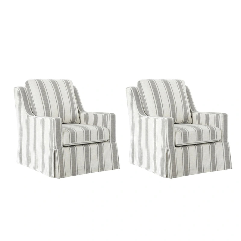Stan Farmhouse Slipcover Rocking Swivel Chair Set of 2 by HULALA HOME