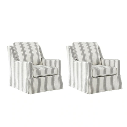Stan Farmhouse Slipcover Rocking Swivel Chair Set of 2 by HULALA HOME