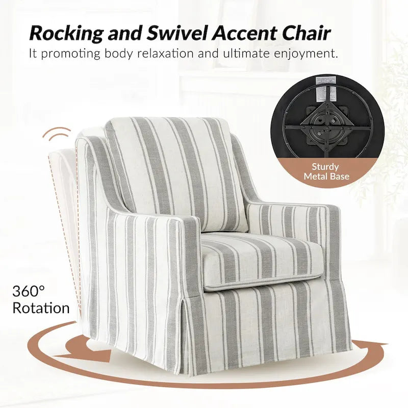 Stan Farmhouse Slipcover Rocking Swivel Chair Set of 2 by HULALA HOME
