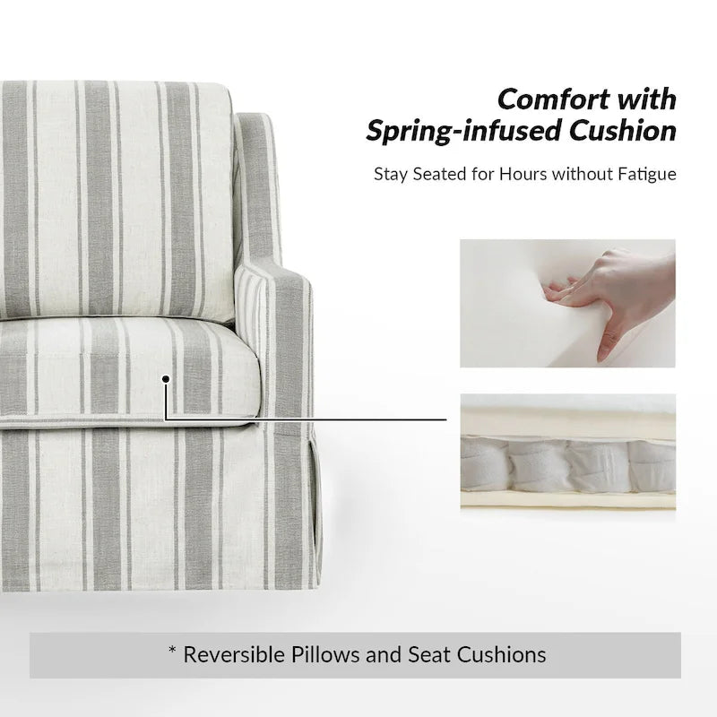 Stan Farmhouse Slipcover Rocking Swivel Chair Set of 2 by HULALA HOME