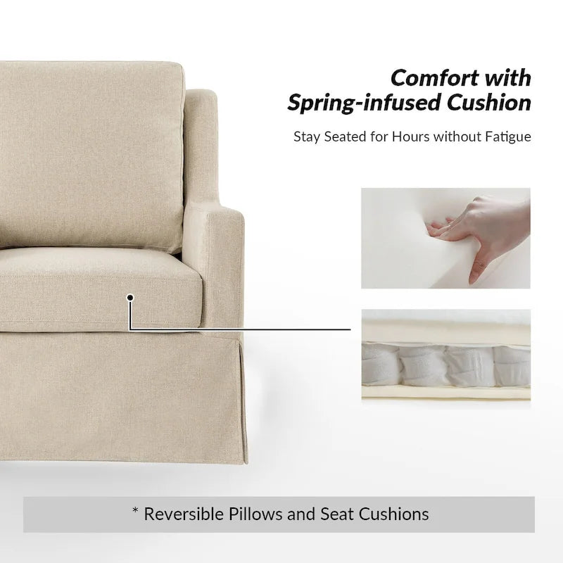 Stan Farmhouse Slipcover Rocking Swivel Chair Set of 2 by HULALA HOME