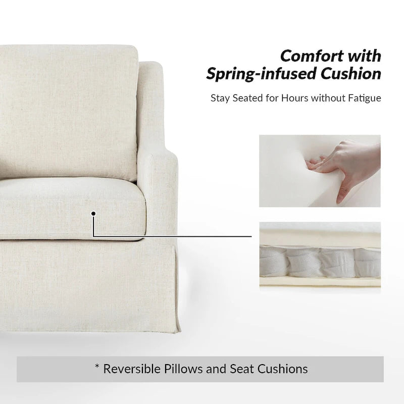 Stan Farmhouse Slipcover Rocking Swivel Chair Set of 2 by HULALA HOME