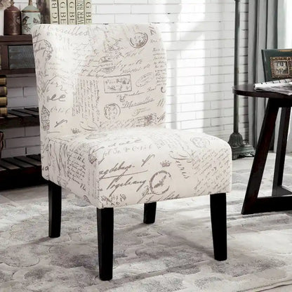 Chalkboard Light Print Fabric Armless Contemporary Accent Chair, for Living Room