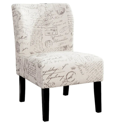 Chalkboard Light Print Fabric Armless Contemporary Accent Chair, for Living Room