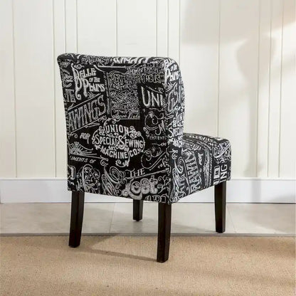Chalkboard Light Print Fabric Armless Contemporary Accent Chair, for Living Room