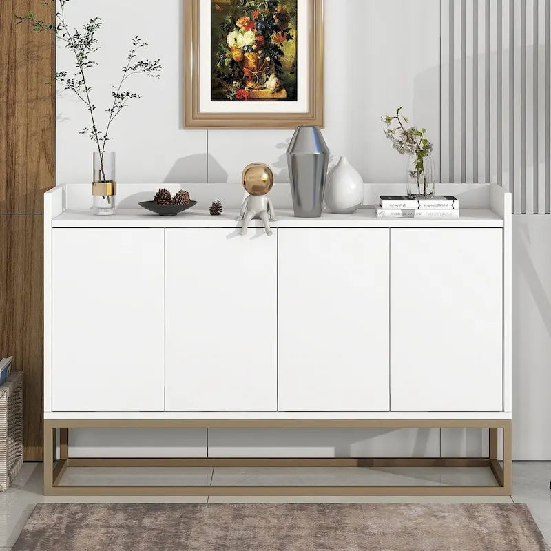47.2 Credenza Moderna a 4 Ante con Base in Metallo