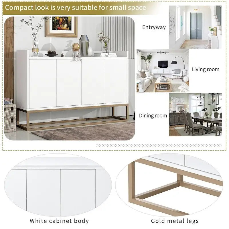 47.2 Credenza Moderna a 4 Ante con Base in Metallo
