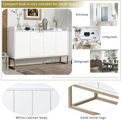 47.2 Credenza Moderna a 4 Ante con Base in Metallo