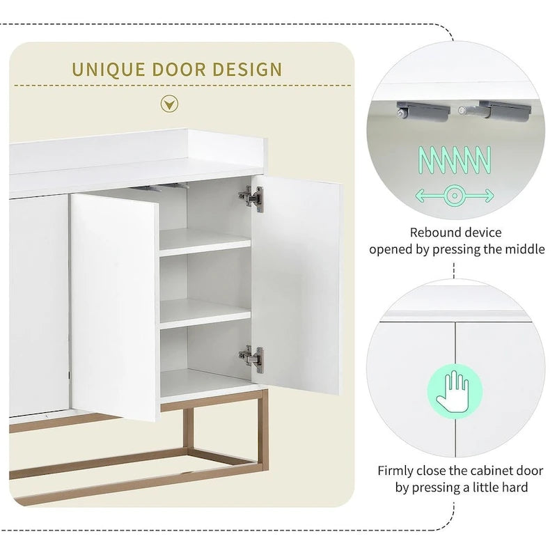47.2 Credenza Moderna a 4 Ante con Base in Metallo