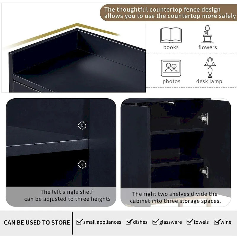 47.2 Credenza Moderna a 4 Ante con Base in Metallo