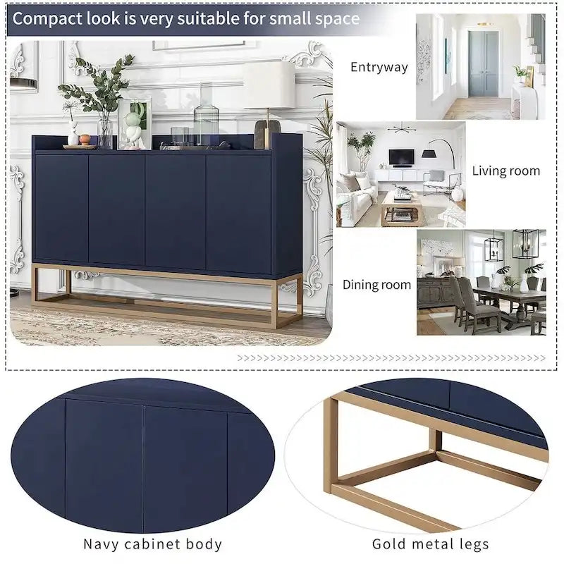47.2 Credenza Moderna a 4 Ante con Base in Metallo