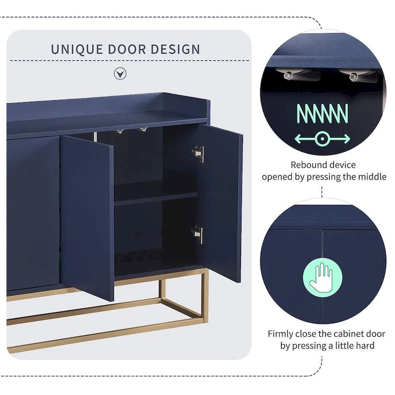 47.2 Credenza Moderna a 4 Ante con Base in Metallo