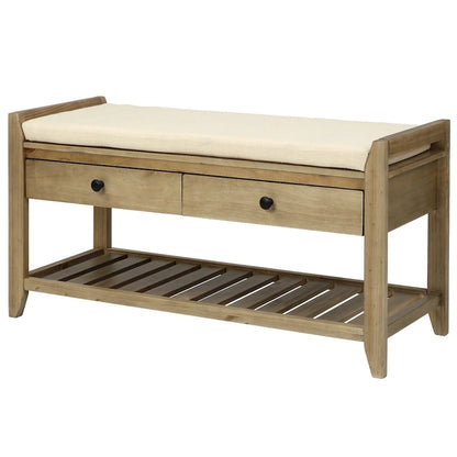 Shoe Rack with Cushioned Seat and Drawers, Multipurpose Entryway Storage Bench
