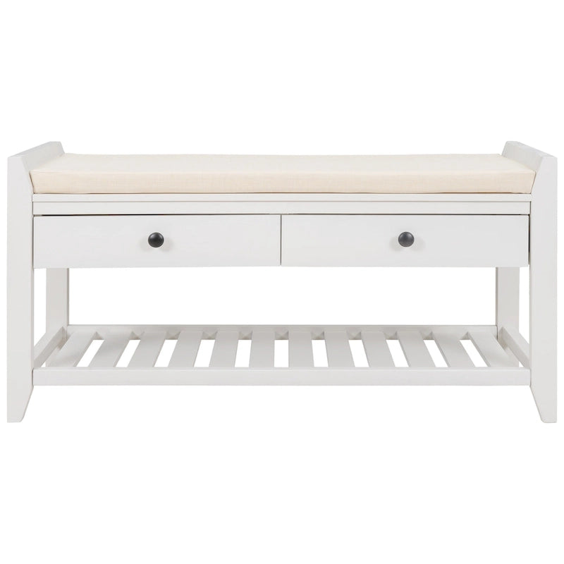 Shoe Rack with Cushioned Seat and Drawers, Multipurpose Entryway Storage Bench
