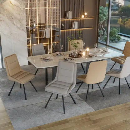 Set of 2 Upholstered Swivel Dining Chairs PU Leather with Metal Legs - 18.5x18.5x37 inch