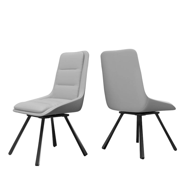 Set of 2 Upholstered Swivel Dining Chairs PU Leather with Metal Legs - 18.5x18.5x37 inch