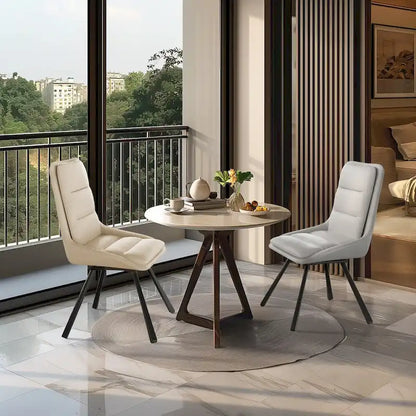 Set of 2 Upholstered Swivel Dining Chairs PU Leather with Metal Legs - 18.5x18.5x37 inch