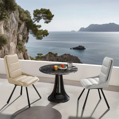 Set of 2 Upholstered Swivel Dining Chairs PU Leather with Metal Legs - 18.5x18.5x37 inch