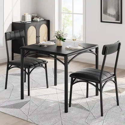 Dining Table Set for 2, Kitchen Table with Upholstered Chairs for 2