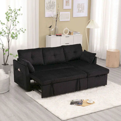 The L-shaped storage seat assembly sofa folds into a recliner