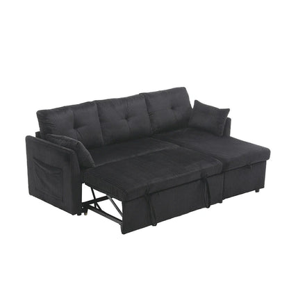 The L-shaped storage seat assembly sofa folds into a recliner
