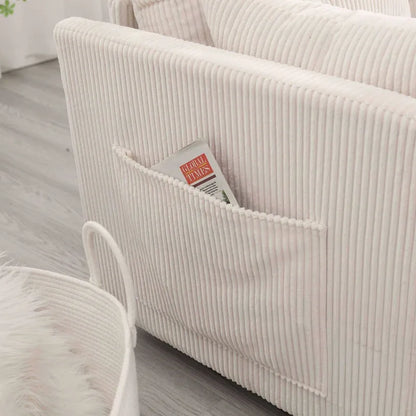 The L-shaped storage seat assembly sofa folds into a recliner