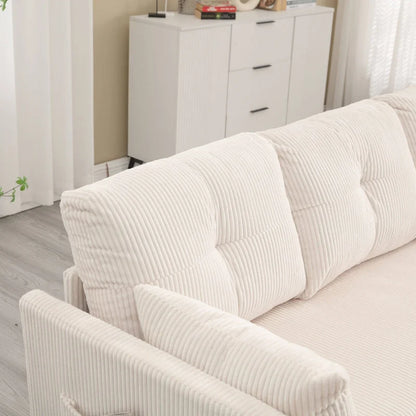 The L-shaped storage seat assembly sofa folds into a recliner