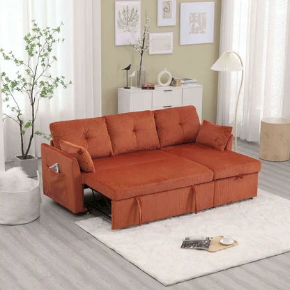 The L-shaped storage seat assembly sofa folds into a recliner