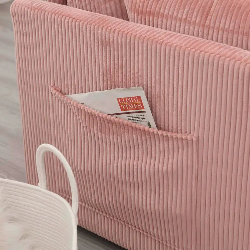 The L-shaped storage seat assembly sofa folds into a recliner