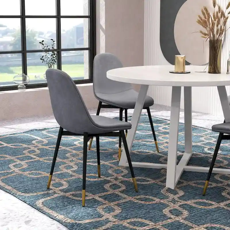 Roundhill Furniture Evatt 5-Piece Round Dining Set, Trestle Round Table with 4 Stylish Chairs