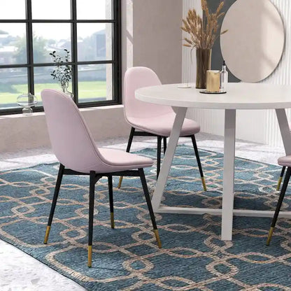 Roundhill Furniture Evatt 5-Piece Round Dining Set, Trestle Round Table with 4 Stylish Chairs