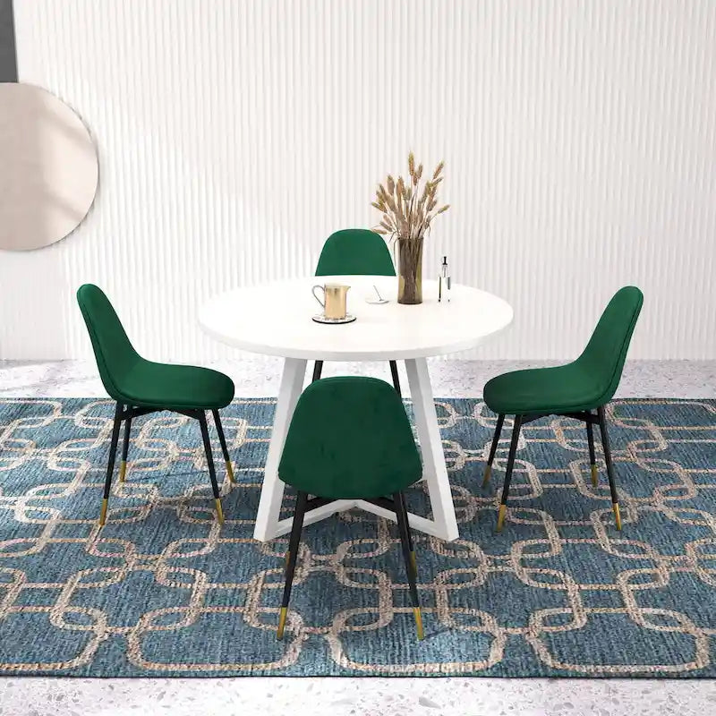 Roundhill Furniture Evatt 5-Piece Round Dining Set, Trestle Round Table with 4 Stylish Chairs