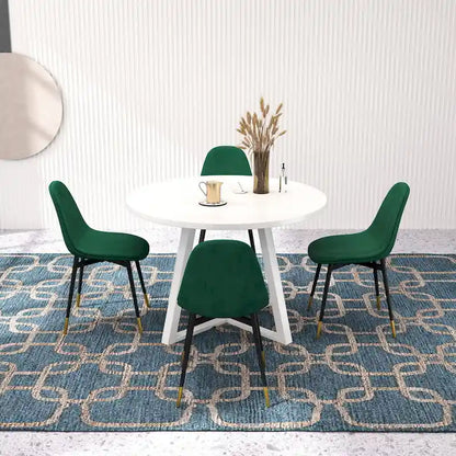 Roundhill Furniture Evatt 5-Piece Round Dining Set, Trestle Round Table with 4 Stylish Chairs