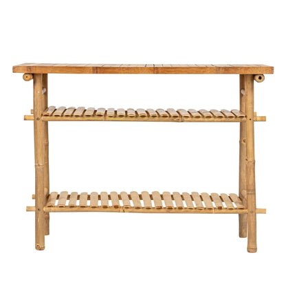 Bamboo Accent Table with 2 Shelves