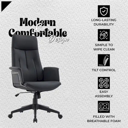 Leather Office Computer Chair Adjustable Height Swivel Desk Chair With Lumbar Support Inifini Collection