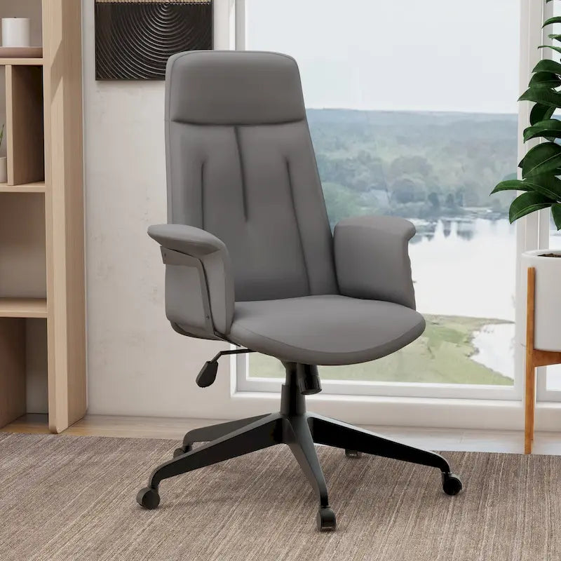 Leather Office Computer Chair Adjustable Height Swivel Desk Chair With Lumbar Support Inifini Collection