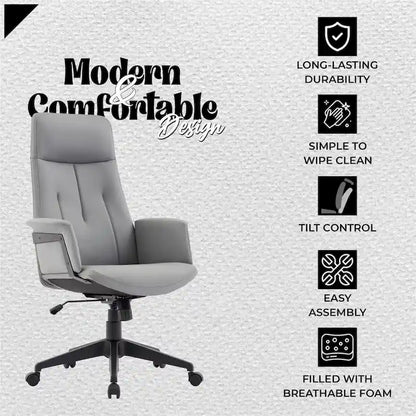 Leather Office Computer Chair Adjustable Height Swivel Desk Chair With Lumbar Support Inifini Collection