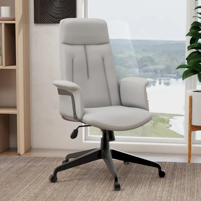 Leather Office Computer Chair Adjustable Height Swivel Desk Chair With Lumbar Support Inifini Collection