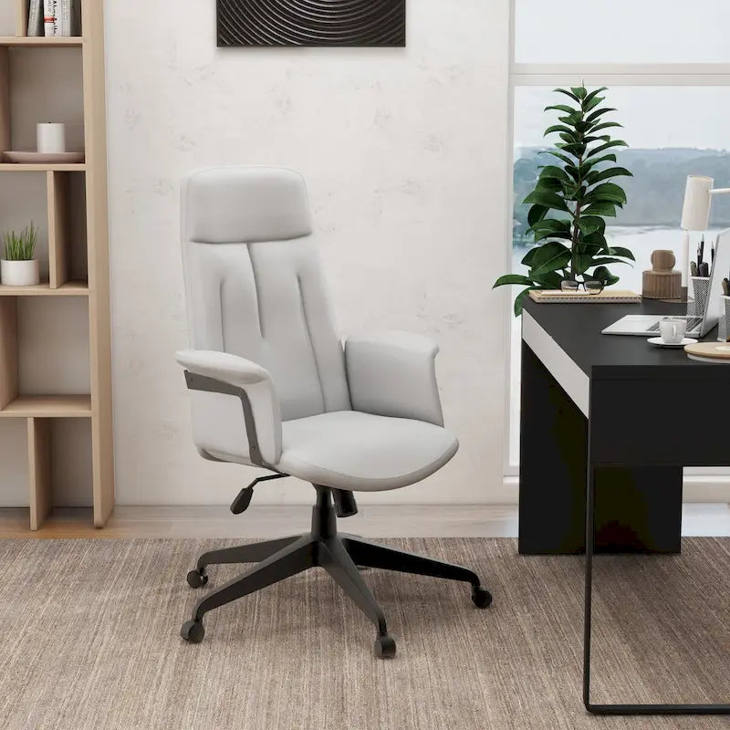 Leather Office Computer Chair Adjustable Height Swivel Desk Chair With Lumbar Support Inifini Collection