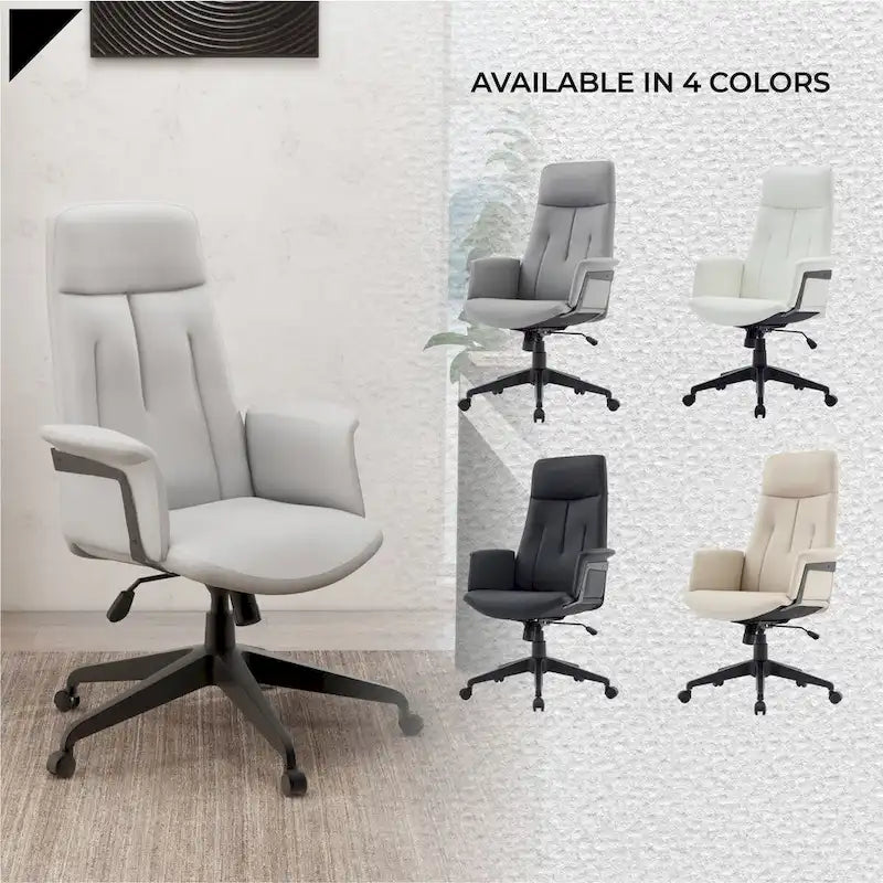 Leather Office Computer Chair Adjustable Height Swivel Desk Chair With Lumbar Support Inifini Collection