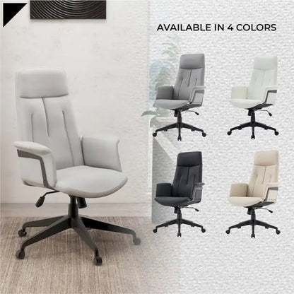 Leather Office Computer Chair Adjustable Height Swivel Desk Chair With Lumbar Support Inifini Collection