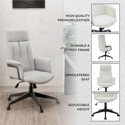 Leather Office Computer Chair Adjustable Height Swivel Desk Chair With Lumbar Support Inifini Collection