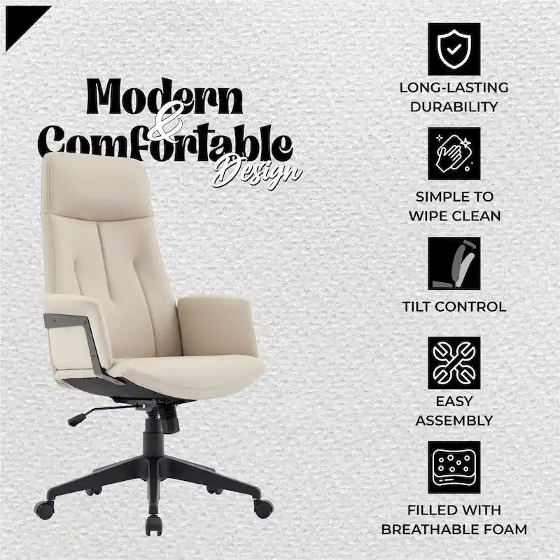 Leather Office Computer Chair Adjustable Height Swivel Desk Chair With Lumbar Support Inifini Collection