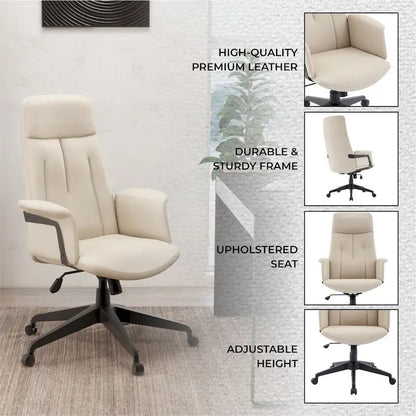 Leather Office Computer Chair Adjustable Height Swivel Desk Chair With Lumbar Support Inifini Collection