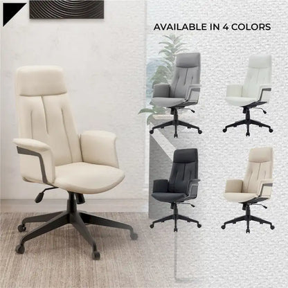 Leather Office Computer Chair Adjustable Height Swivel Desk Chair With Lumbar Support Inifini Collection