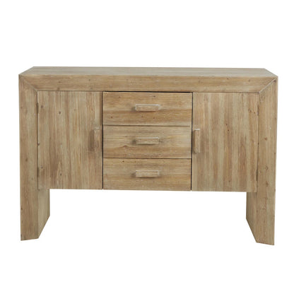 Wood Storage Cabinet 2 Door and 3 Drawer Sideboard with Natural Wood Grains - Brown - Roche River Decor