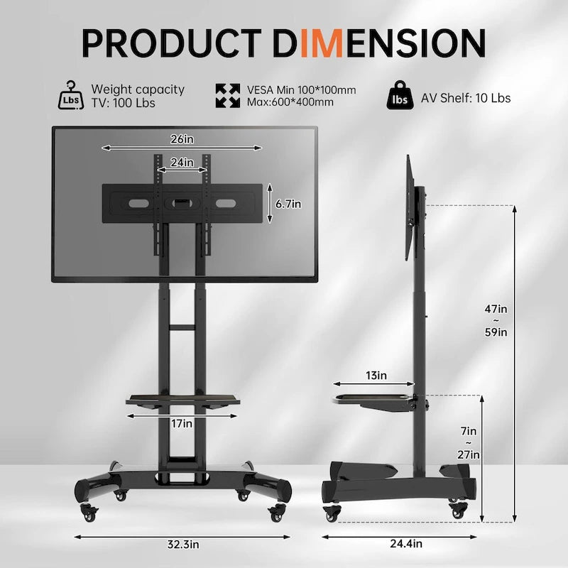 Universal Swivel TV Stand for 32-80 inch TVs, Height Adjustable Table Top TV Stand Mount with Tilt, Max VESA 600x400mm